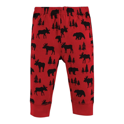 Hudson Baby Baby Girls' Cotton Pants and Leggings, Red Moose Bear, 9-12 Months