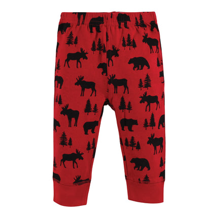 Hudson Baby Baby Girls' Cotton Pants and Leggings, Red Moose Bear, 9-12 Months