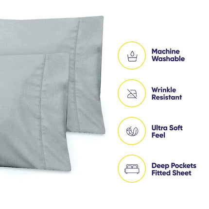 Juego de sábanas Sweet Home Collection de 6 piezas, 1500 hilos, microfibra fina, bolsillo profundo, fundas de almohada adicionales, excelente relación calidad-precio, tamaño matrimonial, azul porcelana