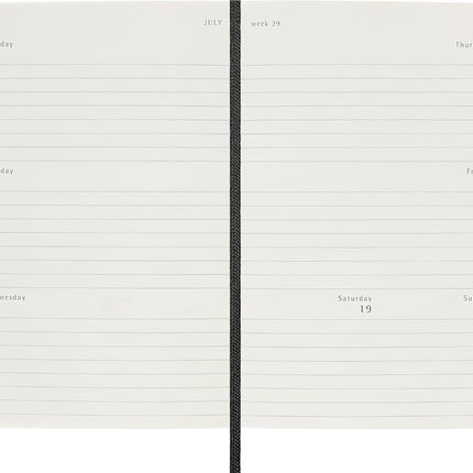 Moleskine Weekly Planner, Horizontal 12-Month 2025 Agenda, SoftCover and ElasticClosure, BlackColor, PocketFormat 9x14 cm