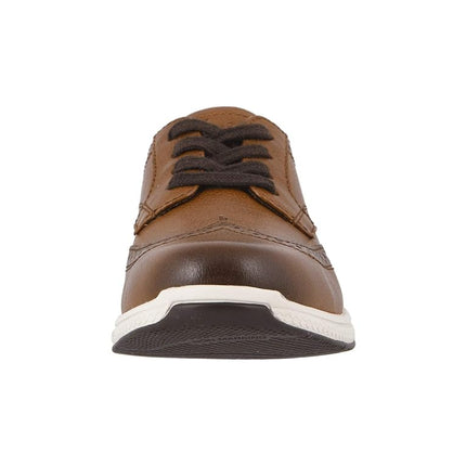 Florsheim Chaussures basses à lacets Lakes Jr. pour homme, bout golf, cuir fraisé cognac/semelle blanche, 11 UK enfant