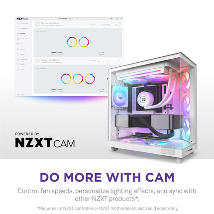 NZXT F280 RGB Core - 280mm Single-Frame RGB Fan Unit - White