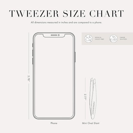 TWEEZERMAN New York Mini Oval Tweezers (Hand-Cut Slant Tips, Eyebrow Plucking, Professional Quality, Stainless Steel)