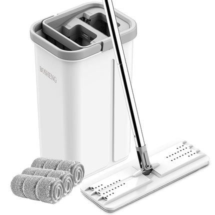 Flat Floor Mop and Bucket, BOSHENG Self Wringing M