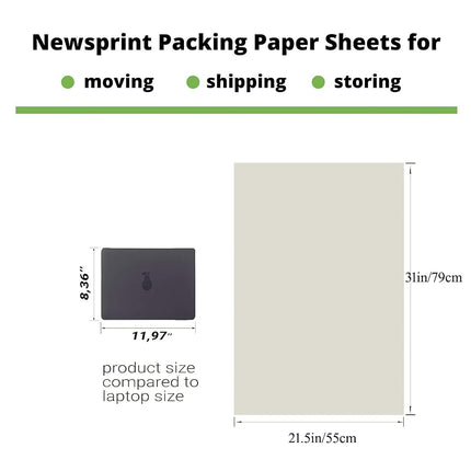 Large Packing Paper Sheets for Moving 31in x 21.5 in, 50 Sheets Newsprint Packing Paper for Moving Supplies, Shipping, Wrapping and Box Filler 2.1Lbs