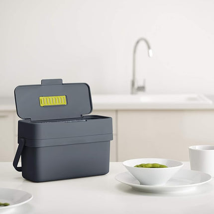 Joseph Joseph Compo 4 Slim Food Waste Recycling Caddy with Air Vent Kitchen Compost Bin 4L Graphite