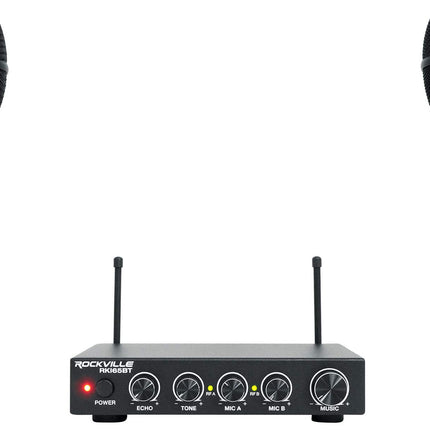 Rockville RKI65BT Dual UHF Wireless Microphones+Bl