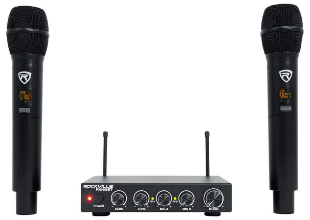 Rockville RKI65BT Dual UHF Wireless Microphones+Bl