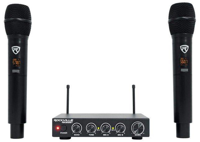 Rockville RKI65BT Dual UHF Wireless Microphones+Bl