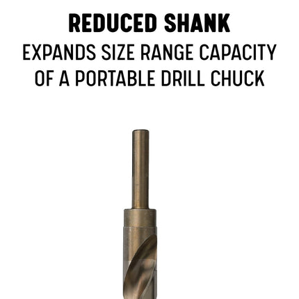 Drill America-DWDCO21/32 21/32" Reduced Shank Cobalt Drill Bit with 1/2" Shank, DWDCO Series