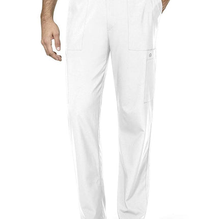 WonderWink 5355TWHITXLT W123 Men's Flat Front Cargo Pocket Pant, White, Tall-XL Size