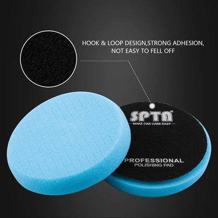 SPTA Blue Polish Pad, Buffing Polishing Pads, 3Pcs 6.5 Inch Face for 6 Inch 150mm Backing Plate Compound Buffing Sponge Pads for Car Buffer Polisher Compounding, Polishing and Waxing -FPTSS6B-3