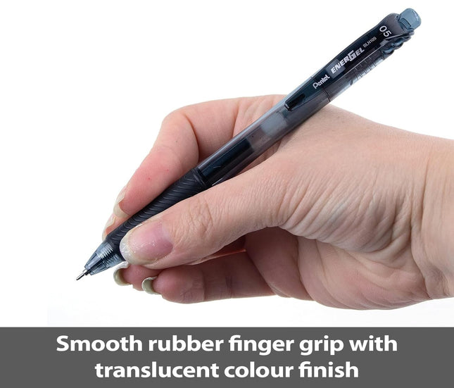 Stylos à encre gel Pentel BLN105 avec capuchon à clic, trait de 0,25 mm et bille de 0,5 mm, 12 mm, rouges