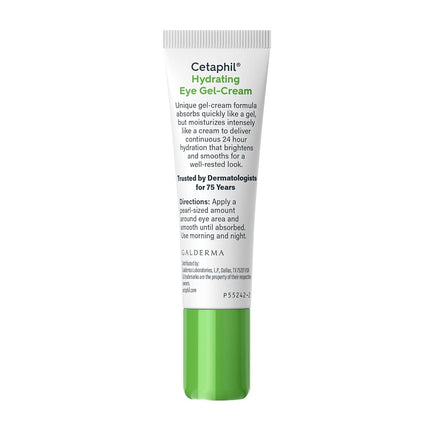 Cetaphil Hydrating Eye Gel-Cream, With Hyaluronic Acid, 0.5 Fl oz, Brightens and Smooths Under Eyes, 24 Hour Hydration for All Skin Types, (Packaging May Vary)