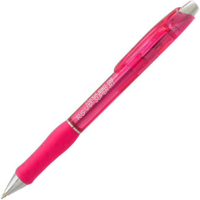 Stylo à bille Pentel RSVP Super RT, pointe fine (0,7 mm), encre rose - BX477-P (lot de 12)