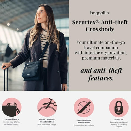 Baggallini Securtex Anti-Theft Crossbody, French Navy, One Size