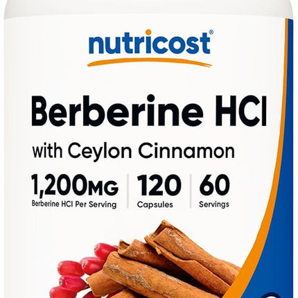 Nutricost Berberine HCl with Ceylon Cinnamon Capsu