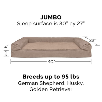 Furhaven Replacement Dog Bed Cover Plush & Suede Sofa-Style, Machine Washable - Almondine, Jumbo (X-Large)