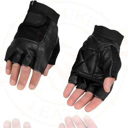 Shaf International Men's Fingerless Gloves (Black, Small) (Spandex And Leather G)
