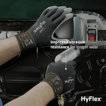 Ansell HyFlex 11-600 Nylon Polyurethane Glove Gray Polyurethane Coating Knit Wrist Cuff Medium Size 8 (Pack of 12 Pairs)