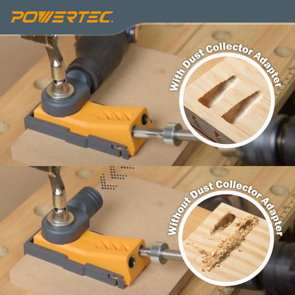 POWERTEC 71873 Twin Pocket Hole Jig Set with 15 Ft. Dust Collection Hose Kit for Woodworking Power Tools Home and Wet/Dry Shop Vacuums