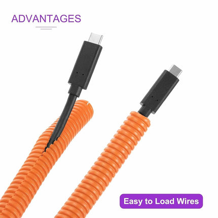 DMiotech 20ft Wire Loom Split Tubing 3/4 Inch, Cord Protectors from Pet Flexible Conduit Cable Management for Office Home Garden, Orange