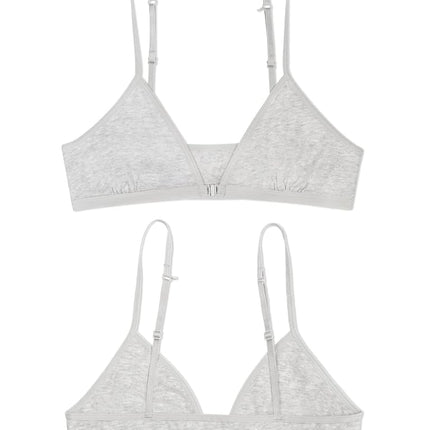 Fruit of the Loom, Bralette convertible de algodón para niñas grandes, paquete de 3, gris jaspeado/blanco/negro, 36