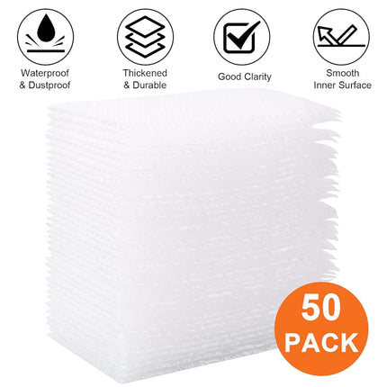 50Pack Self-Seal Bubble Out Pouches 6 x 8 Inch, Double Walled Cushioning Bags for Shipping, Packing, Moving - Small Protective Wrap