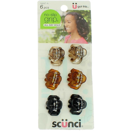 Scunci No-Slip Grip Mini Octopus Jaw Clips 6 ea (P
