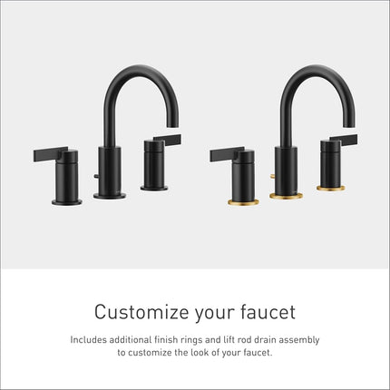 Moen T6222BL CIA Collection 8 in. Widespread 2-Handle High-Arc Bathroom Faucet Trim Kit, Valve Required, Matte Black
