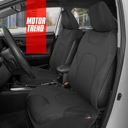 Motor Trend AquaShield Car Seat Covers for Front Seats, Black – Two-Tone Waterproof, Neoprene Seat Cover Set, Interior Covers for Auto Truck Van SUV