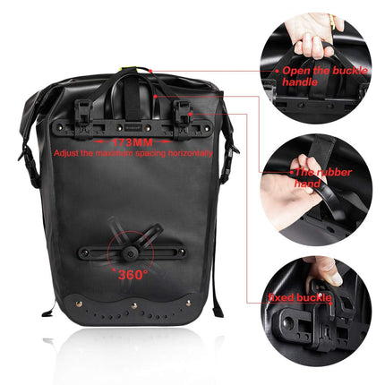 Rhinowalk Bike Bag Waterproof Bike Pannier Bag 27L,(for Bicycle Cargo Rack Saddle Bag Shoulder Bag Laptop Pannier Rack Bicycle Bag Professional Cycling Accessories)-Green