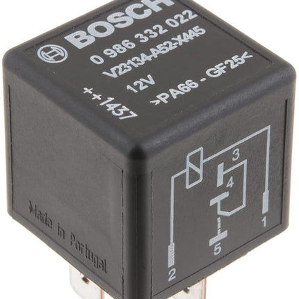 Bosch 0986332022 Mini Relay 12V 60A , IP5K4, Operating Temperature from -40 Degree to 85 Degree C, 5 Pin Relay