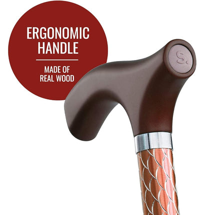 Canne de marche de luxe gravée Switch Stick Cognac - Pliante et réglable