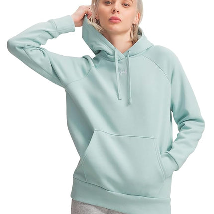 Under Armour Women's Rival Fleece Hoodie, Enamel Blue/White, XL