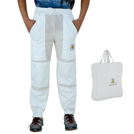 BeeProGear Sting-Proof Beekeeping Pants for Men & Women, Ventilated 3-Layer Mesh Pants with Tool Pockets & Carry Bag, White, 3X-Large