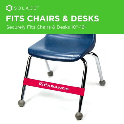 KICK BANDS Chair Bands for Kids with Fidgety Feet 12-Pack - ADHD Fidget Kickbands for Classroom Chairs & Desks - Solace Sensory Kickband (RED)