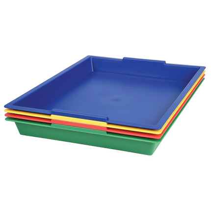 Constructive Playthings-EDX-770 Messy Trays, Set of 4 Hard Plastic Trays, Multi-Color