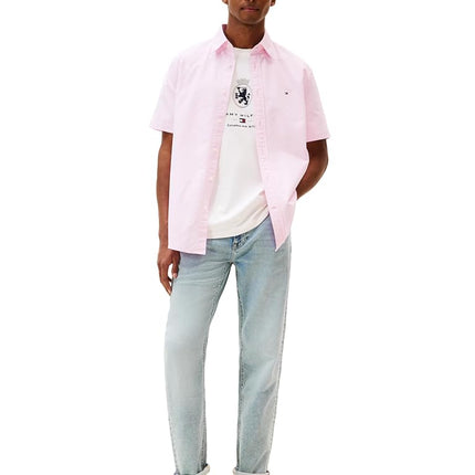 Tommy Hilfiger Short Sleeve Oxford Regular Fit, Men's Button Down Shirts, Rose Petal, S