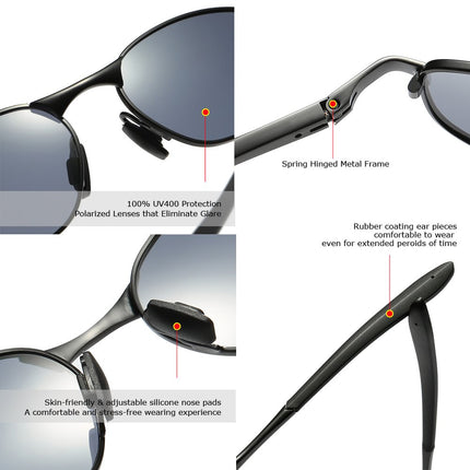 Lunettes de soleil polarisées ZHILE, petite taille, monture rectangulaire en métal pour hommes et femmes, protection UV400, noir, S