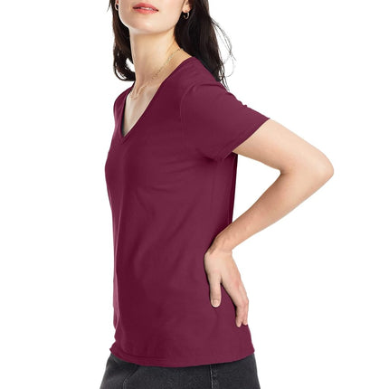 Hanes Women's Lightweight Nano T-Shirt, Maroon, Large