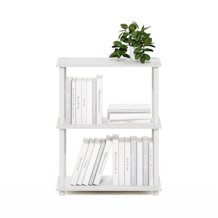 Furinno TURN-N-TUBE Storage Shelves, 3-Tier Book Shelf, Corner Shelf, Toolless Open Shelves, for Organization and Storage, Living Room, Garage, Home Office, White