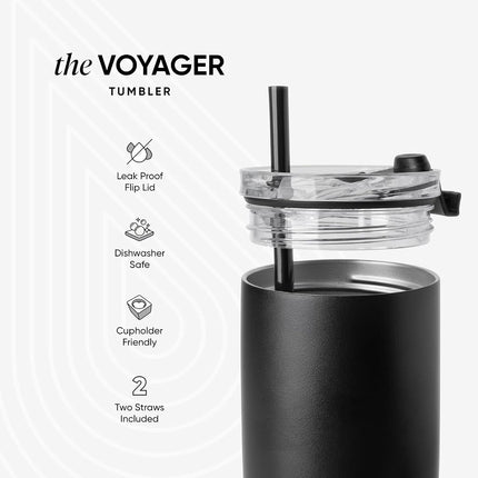 Simple Modern Travel Coffee Mug Tumbler with Flip Lid | Reusable Insulated Stainless Steel Cold Brew Iced Coffee Cup | Gifts for Women Men Him Her | Voyager Collection | 470ml | Blue Dune