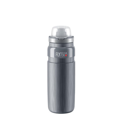 ELITE Fly MTB Water Bottle Grey – Ultra Lightweight Mountain Bike Cycling Bottle with Dust Cap – 750ml – For Trail Riding, XC & Enduro