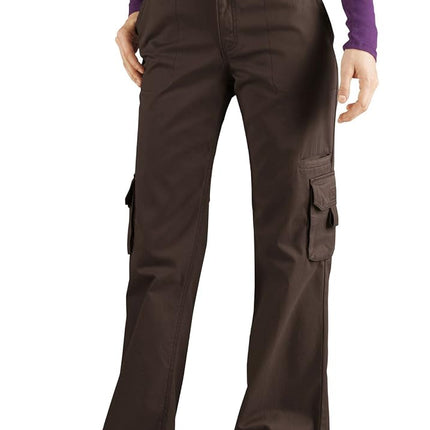 Dickies Women's Relaxed Cargo Pant, Rinsed Pebble Brown, Small