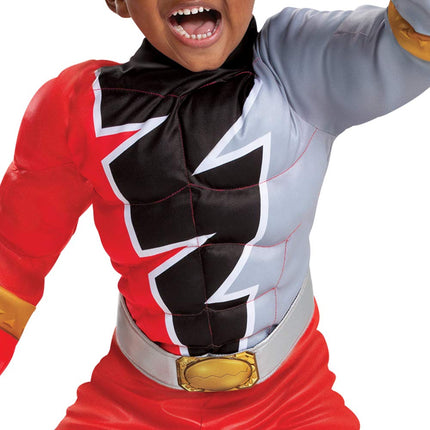 Red Ranger Muscle Costume for Toddlers, Power Rangers Dino Fury, Small (2T)