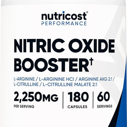 Nutricost Nitric Oxide Booster 2250mg, 180 Capsules - 750mg Per Casule, 60 Servings - Gluten Free and Non-GMO