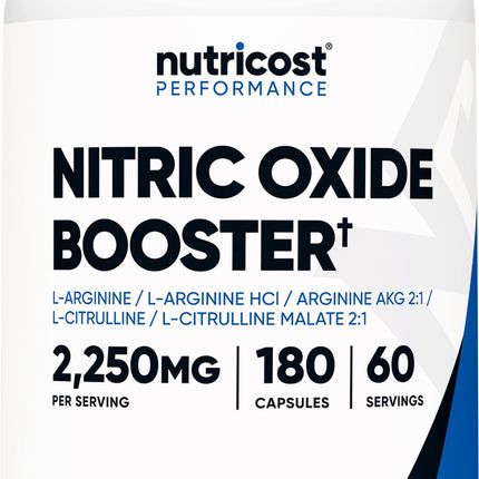 Nutricost Nitric Oxide Booster 2250mg, 180 Capsule