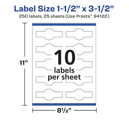 Avery Matte White Removable Cigar Labels with Sure Feed Technology, Print-to-The-Edge, 1.5" x 3.5", 250 Removable Labels, Laser/Inkjet Printable Labels