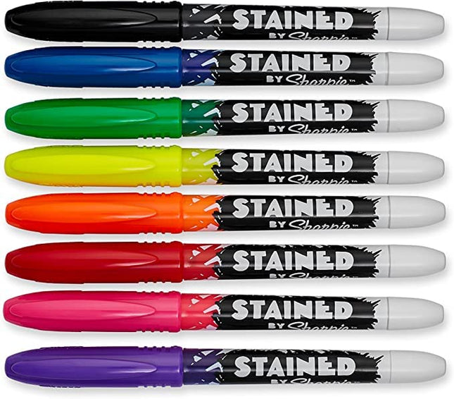 Stained by Sharpie Brush Tip Fabric Markers, 8 Colored Markers (1779005)